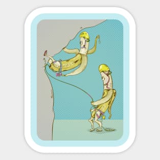 Funny bananas rock climbing Sticker